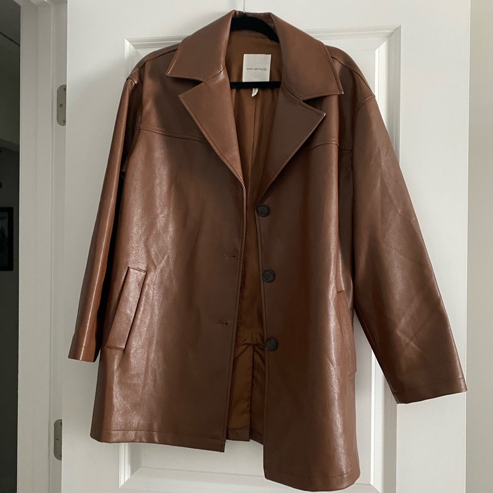Avec Les Filles Urban Outfitters Brown Leather Jacket